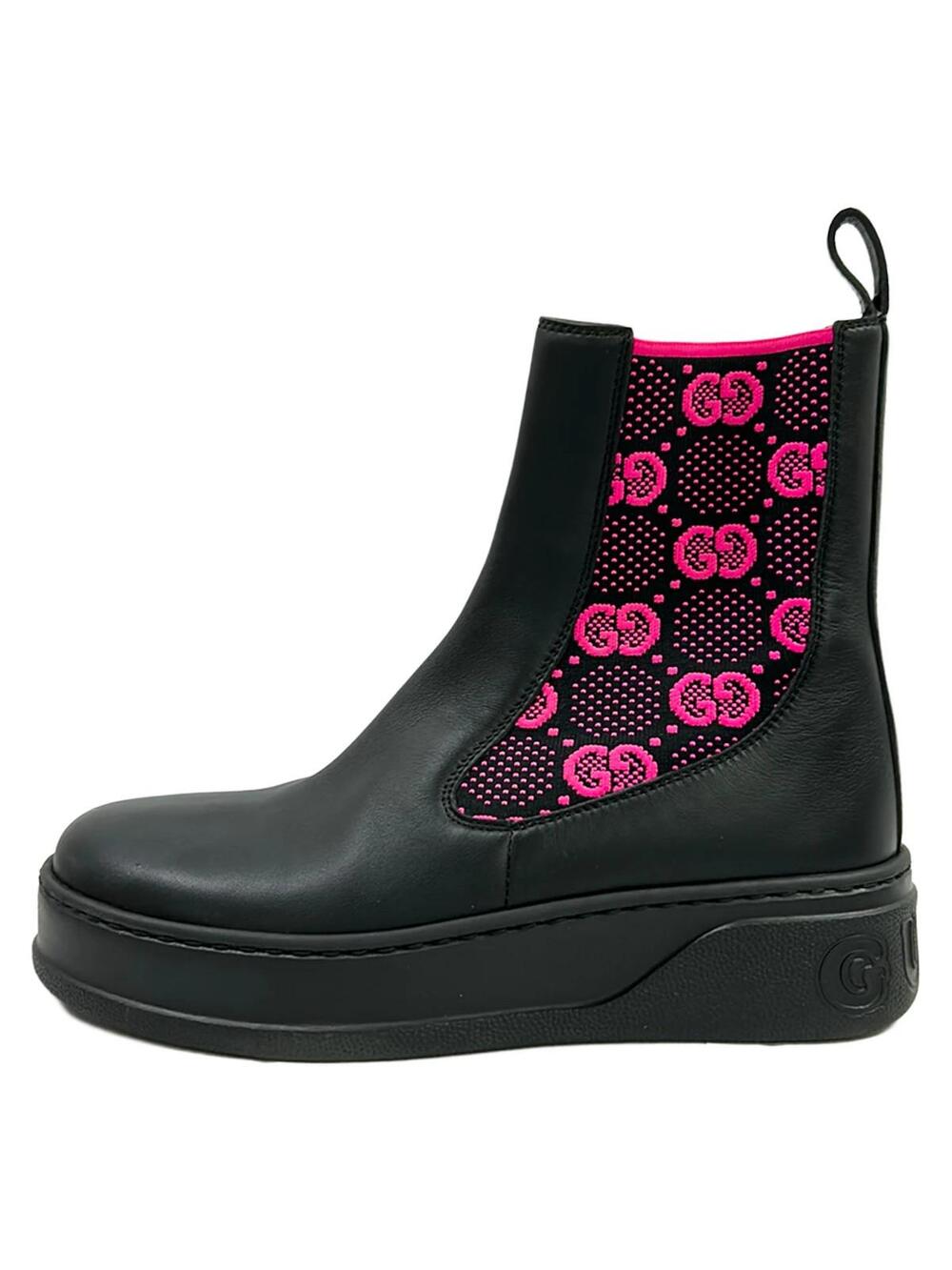Gucci Gg Jersey Side-Gore Boots Black #346400G55B